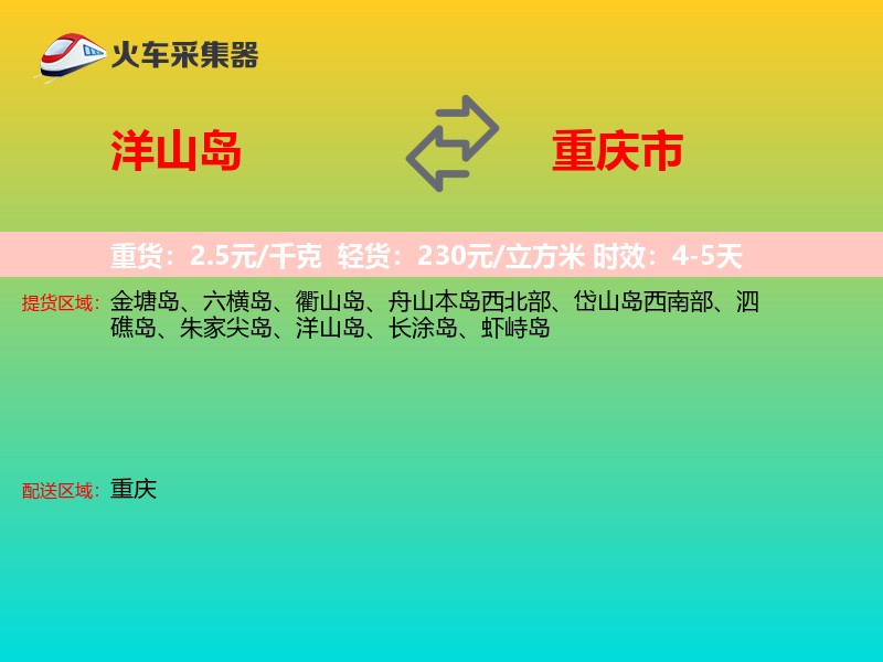 洋山岛到重庆市物流专线