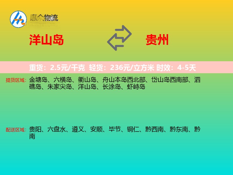 洋山岛到贵州长途搬家