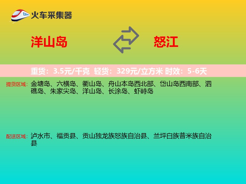 洋山岛到怒江物流专线