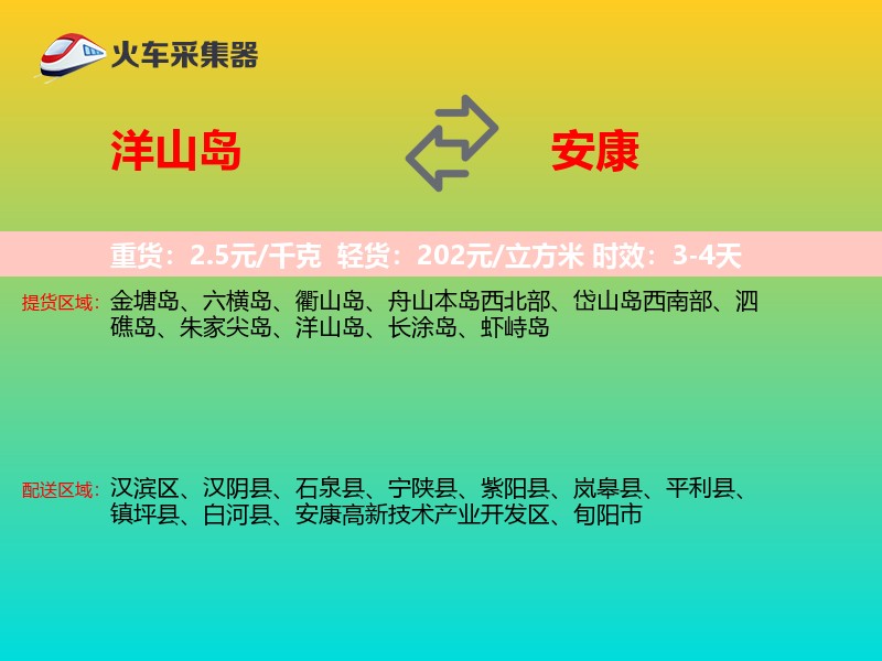 洋山岛到安康物流专线