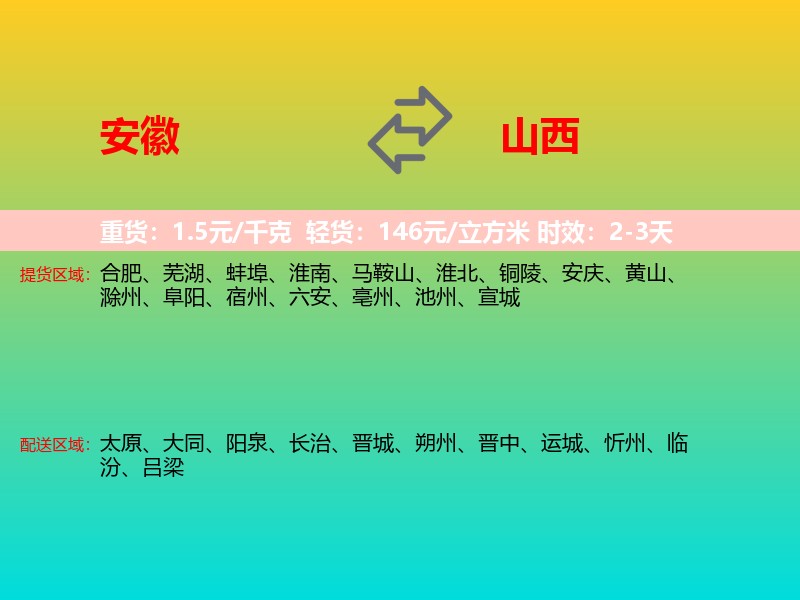 安徽到山西长途搬家