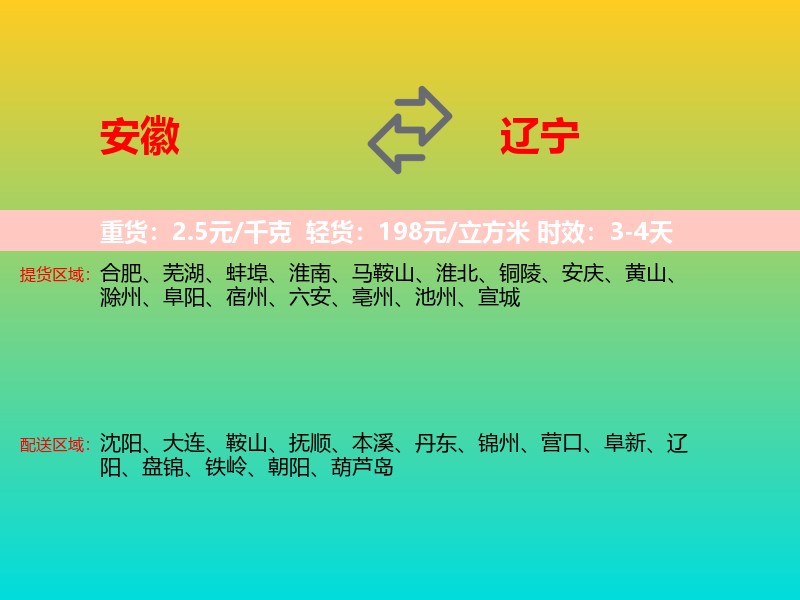 安徽到辽宁长途搬家
