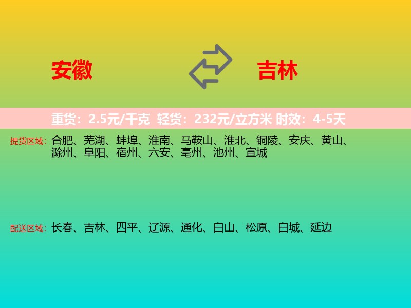 安徽到吉林长途搬家