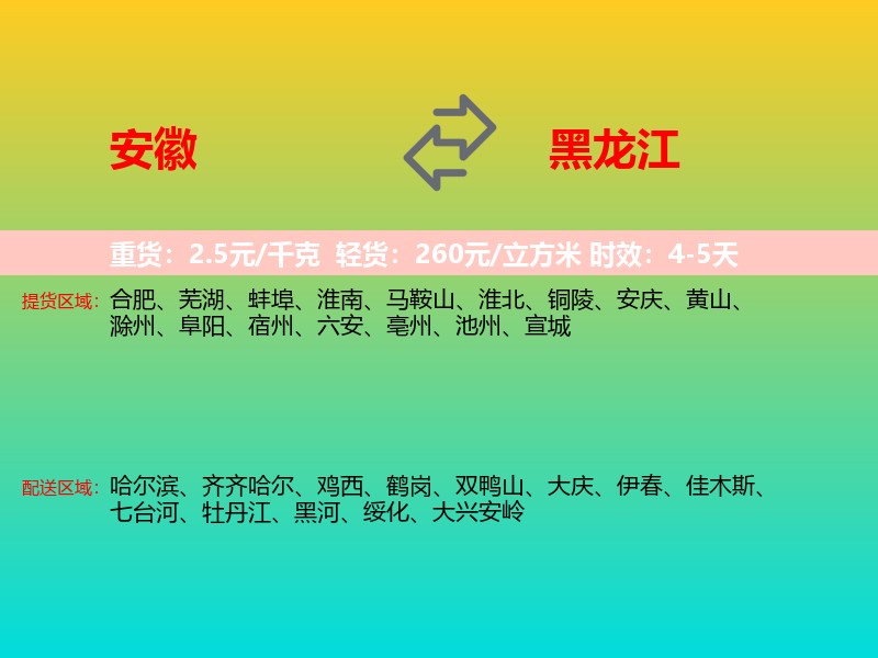 安徽到黑龙江长途搬家