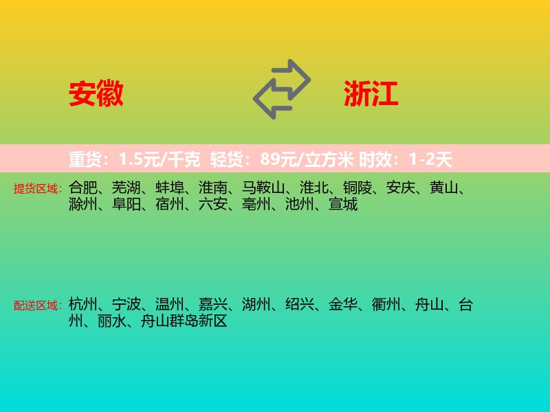 安徽到浙江长途搬家