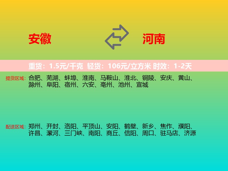安徽到河南长途搬家