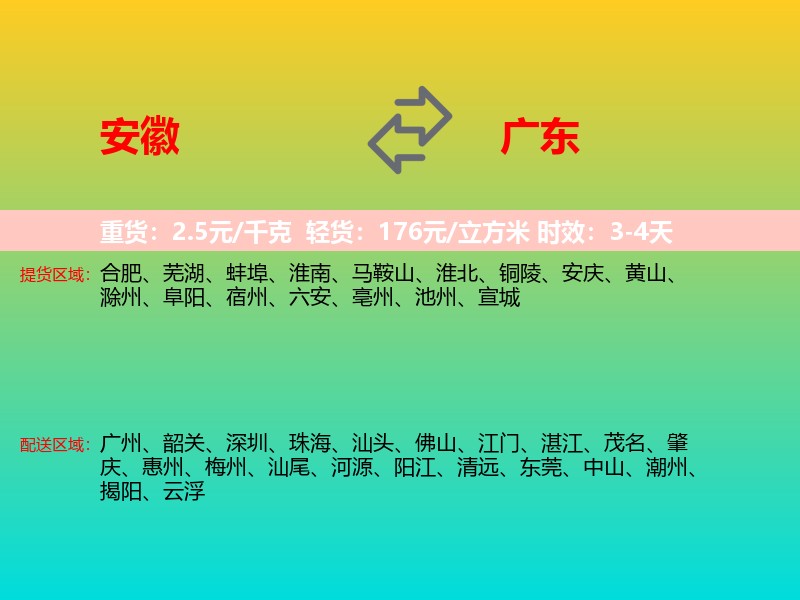 安徽到广东长途搬家