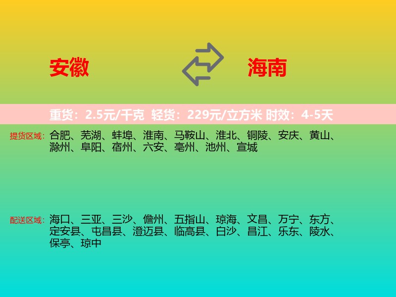 安徽到海南长途搬家