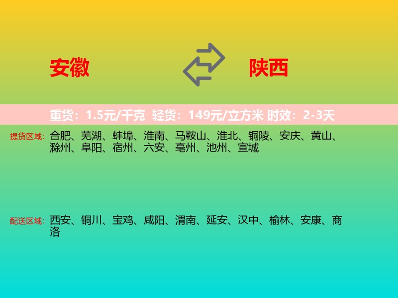 安徽到陕西长途搬家