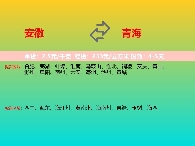 安徽到青海长途搬家