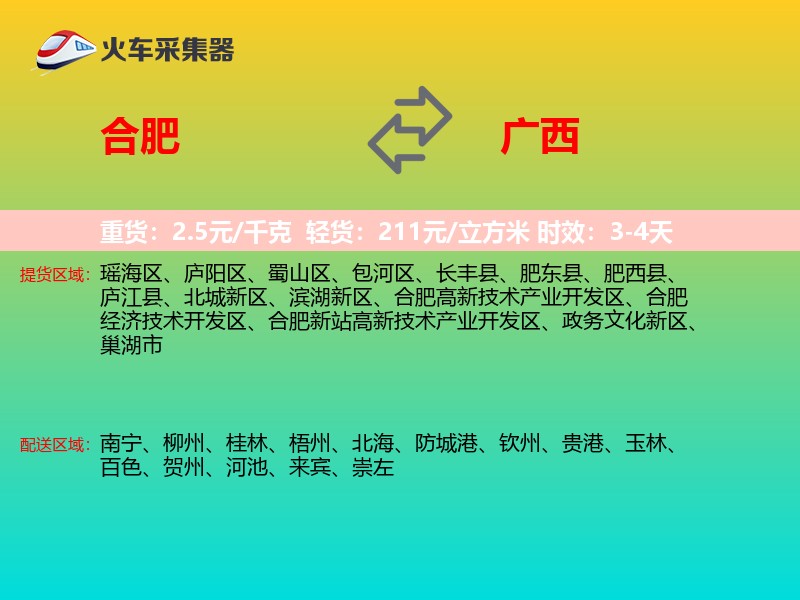 合肥到广西物流专线