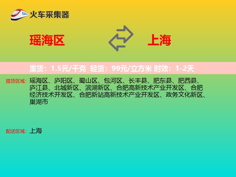 瑶海区到上海物流专线
