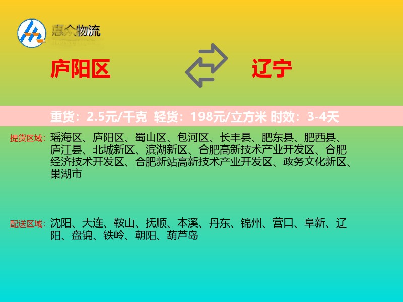 庐阳区到辽宁长途搬家