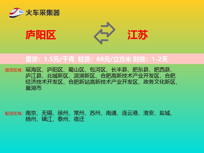 庐阳区到江苏物流专线