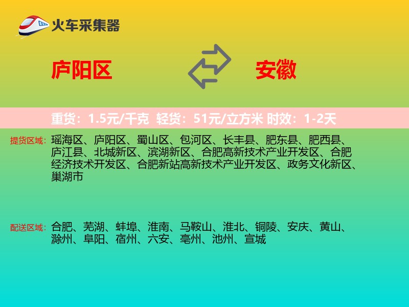 庐阳区到安徽长途搬家