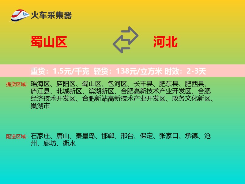 蜀山区到河北物流专线