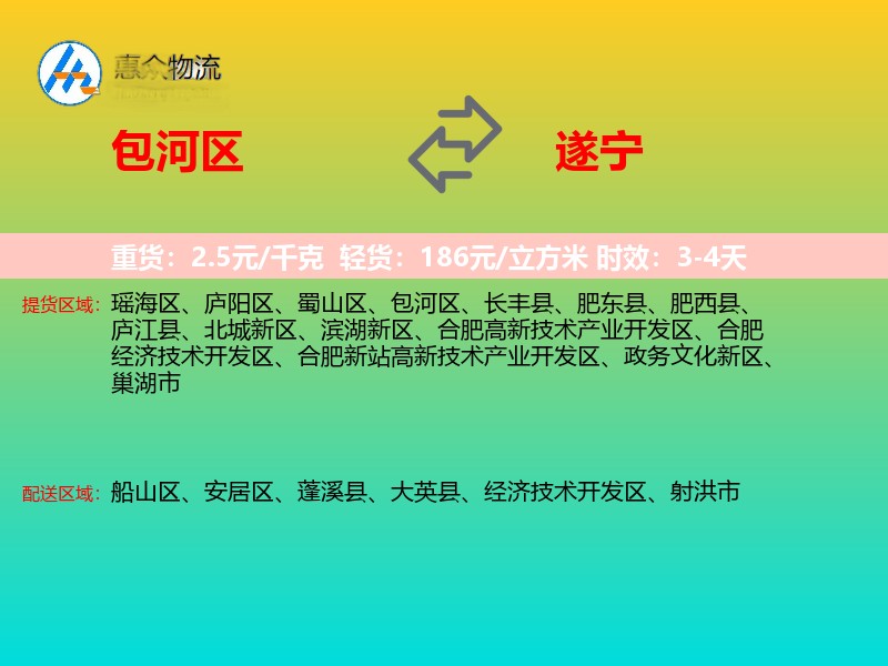 包河区到遂宁物流专线