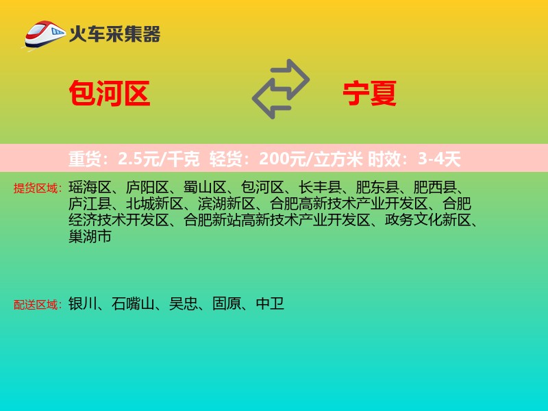 包河区到宁夏物流专线