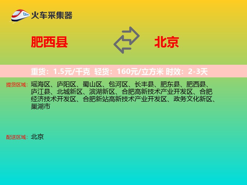肥西县到北京物流专线