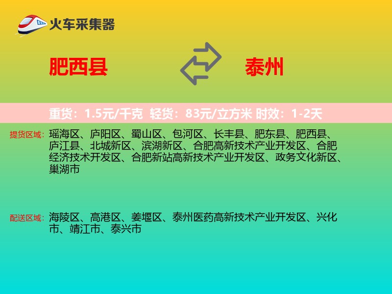肥西县到泰州物流专线