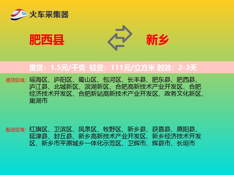肥西县到新乡物流专线