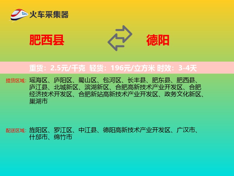 肥西县到德阳物流专线
