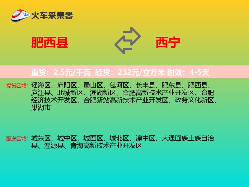 肥西县到西宁物流专线