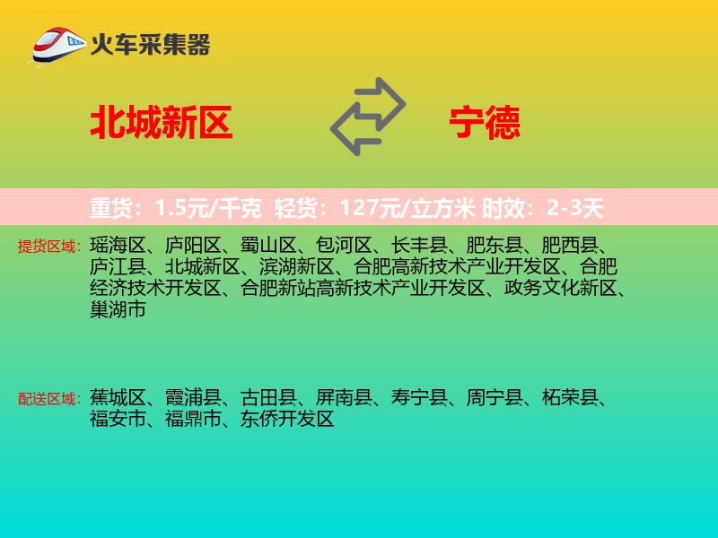 北城新区到宁德物流专线