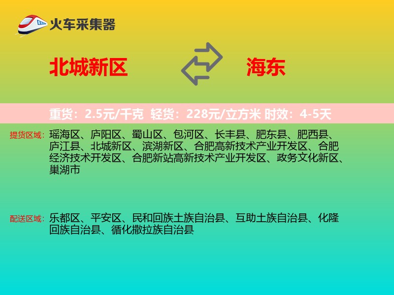北城新区到海东物流专线