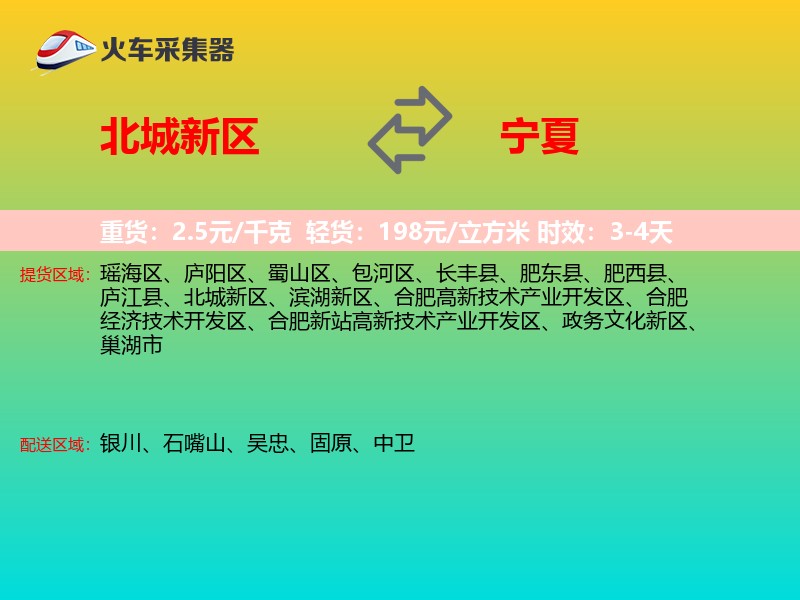 北城新区到宁夏物流专线