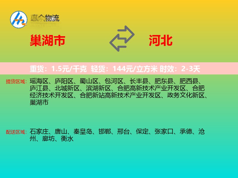 巢湖市到河北长途搬家