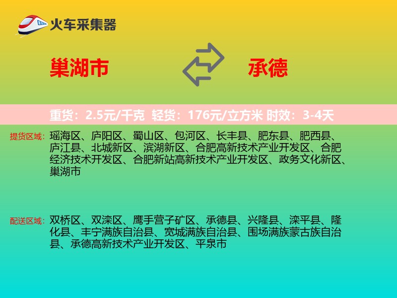 巢湖市到承德物流专线
