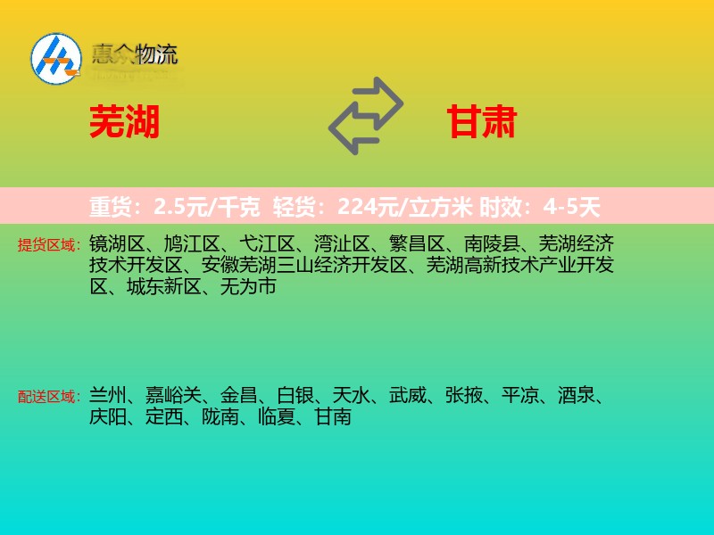 芜湖到甘肃长途搬家