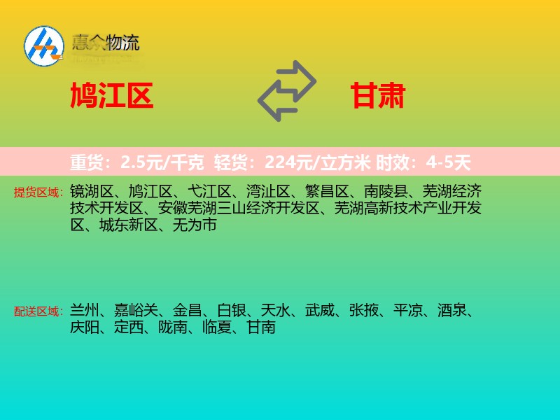 鸠江区到甘肃长途搬家