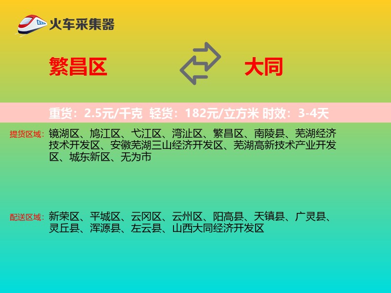繁昌区到大同物流专线