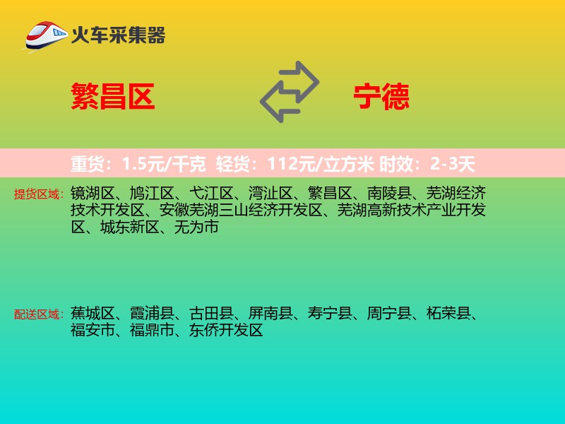 繁昌区到宁德物流专线