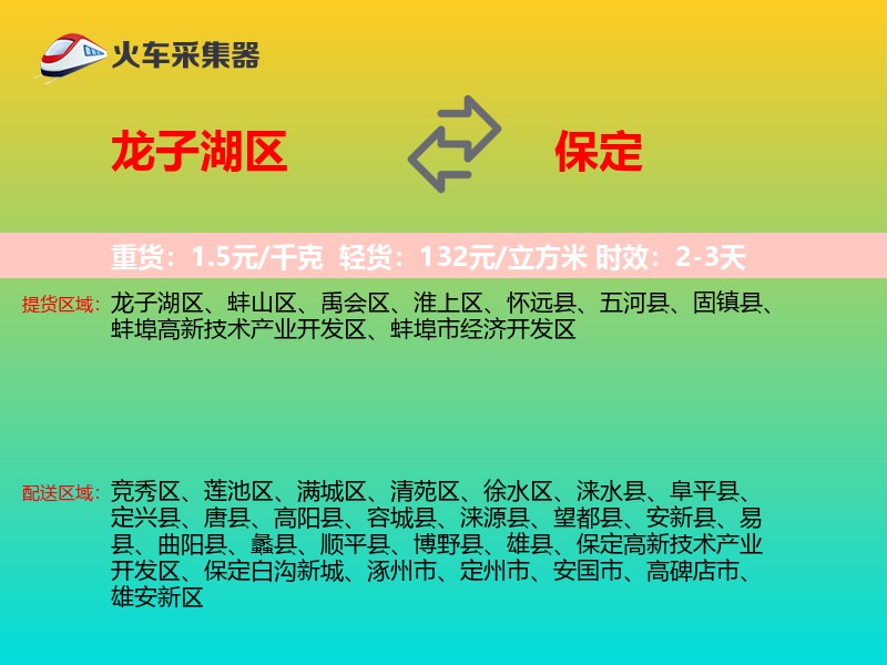 龙子湖区到保定物流专线