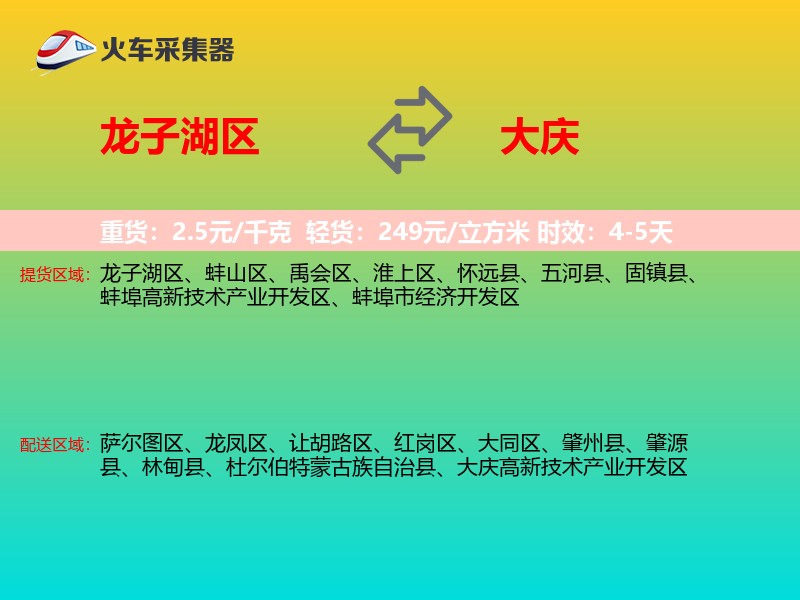 龙子湖区到大庆物流专线