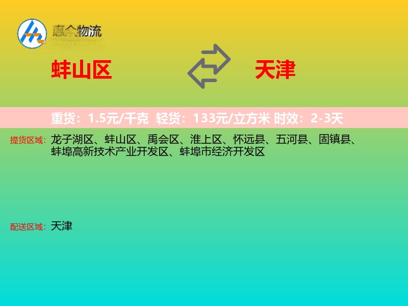 蚌山区到天津物流专线