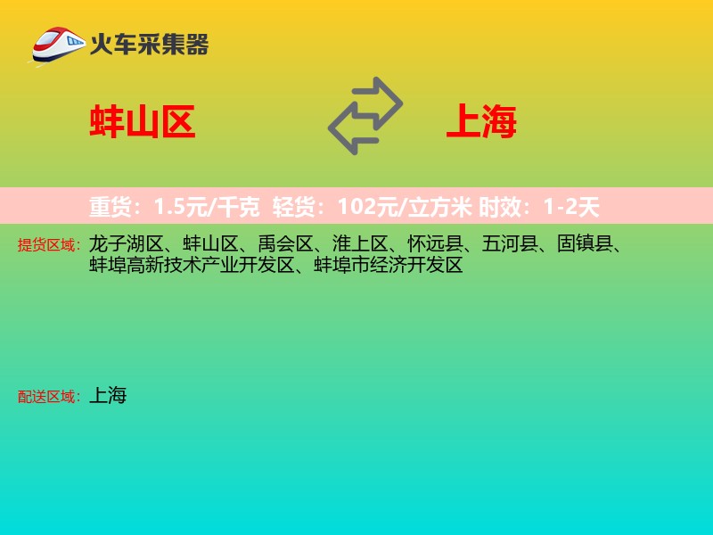蚌山区到上海物流专线