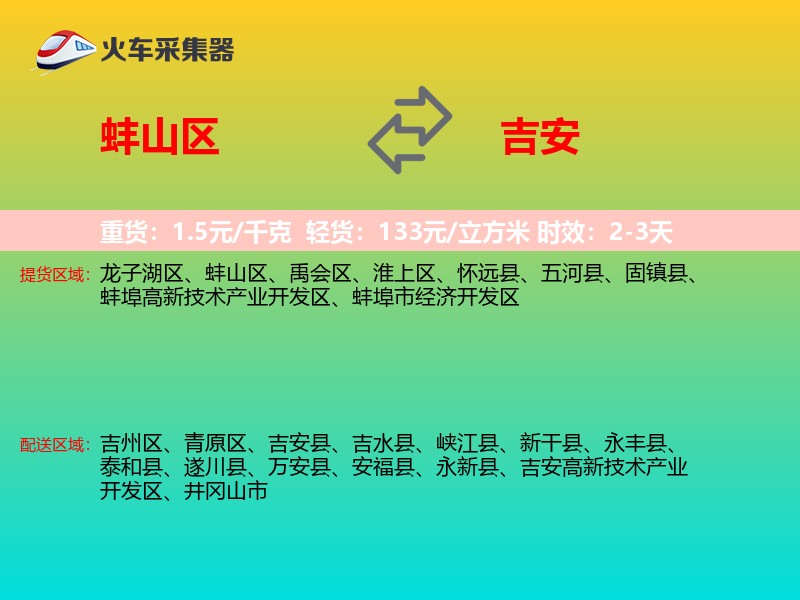 蚌山区到吉安物流专线