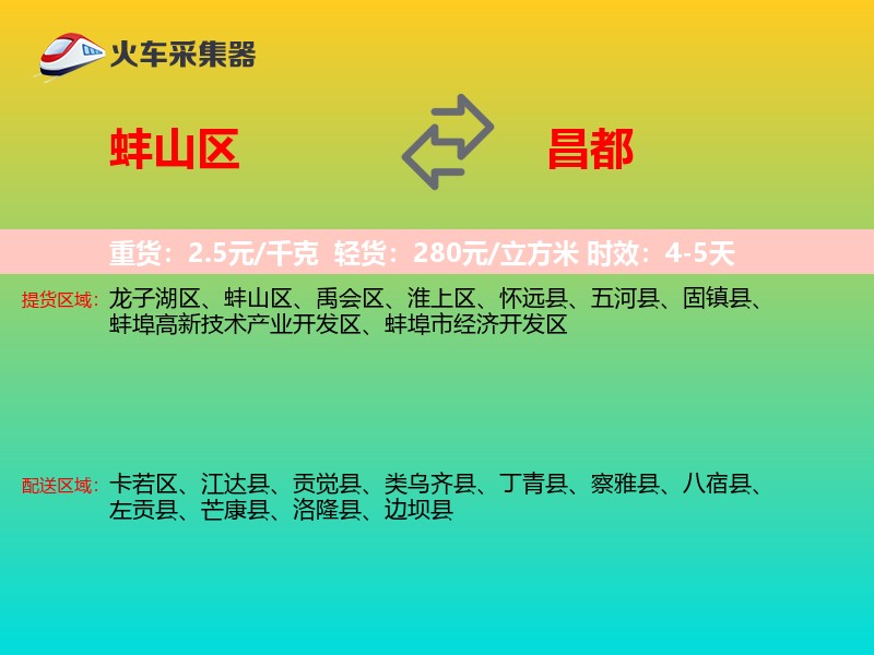 蚌山区到昌都物流专线