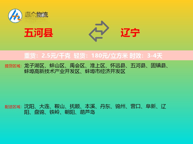 五河县到辽宁长途搬家