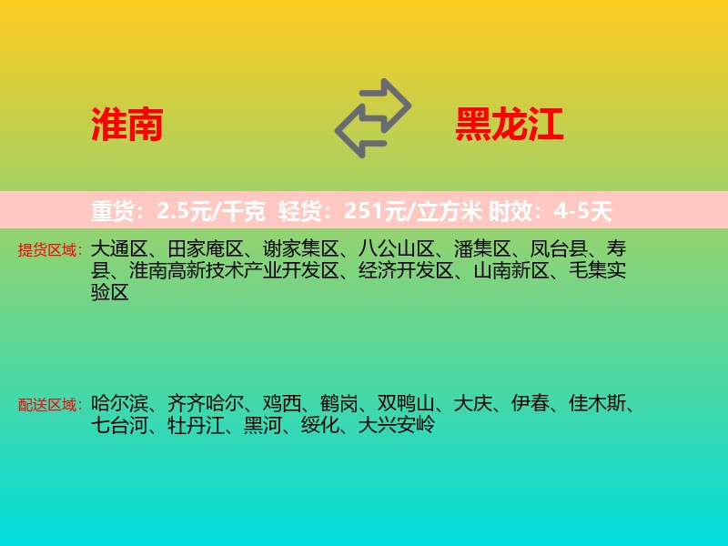 淮南到黑龙江长途搬家