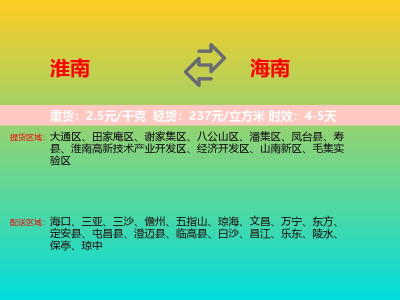 淮南到海南长途搬家