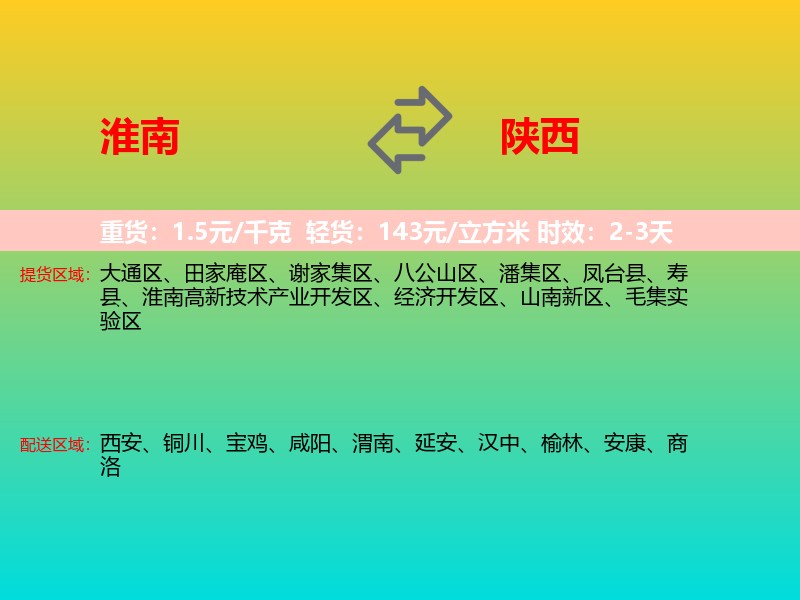 淮南到陕西长途搬家