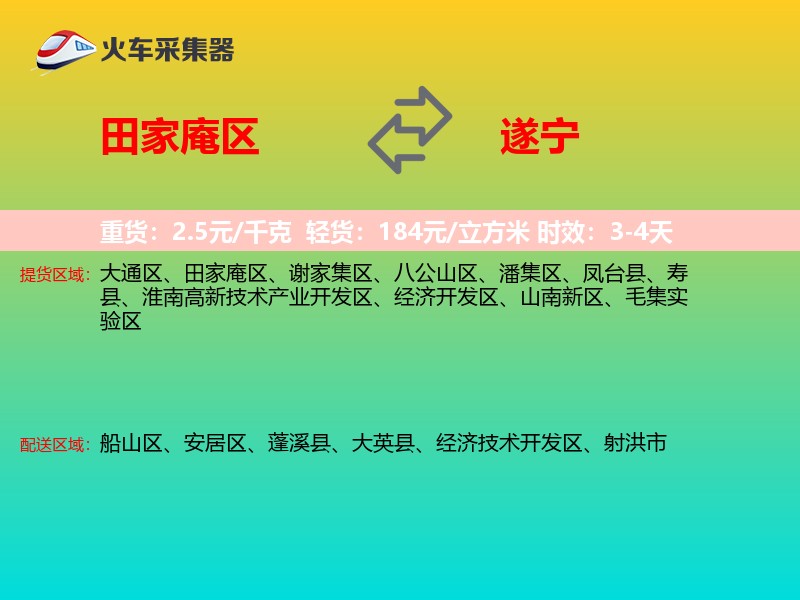 田家庵区到遂宁物流专线