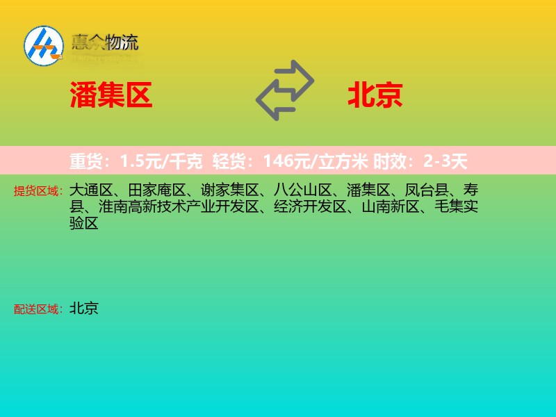 潘集区到北京长途搬家