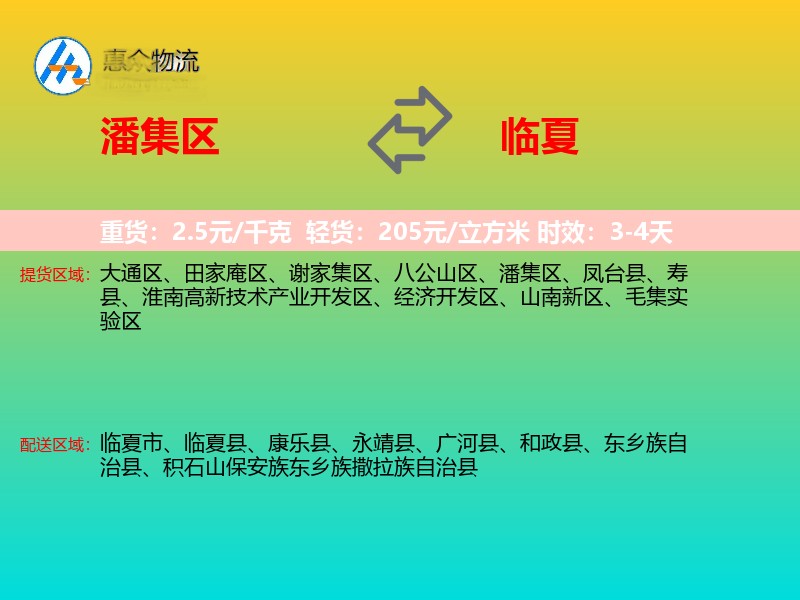 潘集区到临夏物流专线