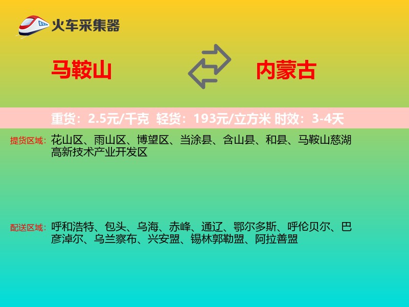 马鞍山到内蒙古轿车托运